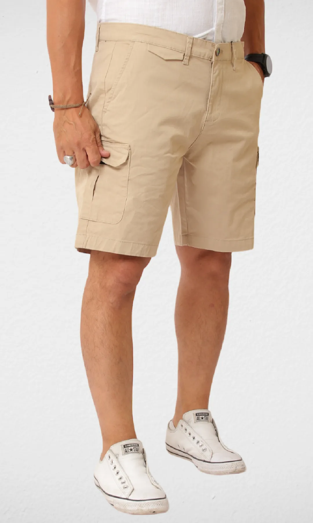 Men Cargo Shorts ( Beige )