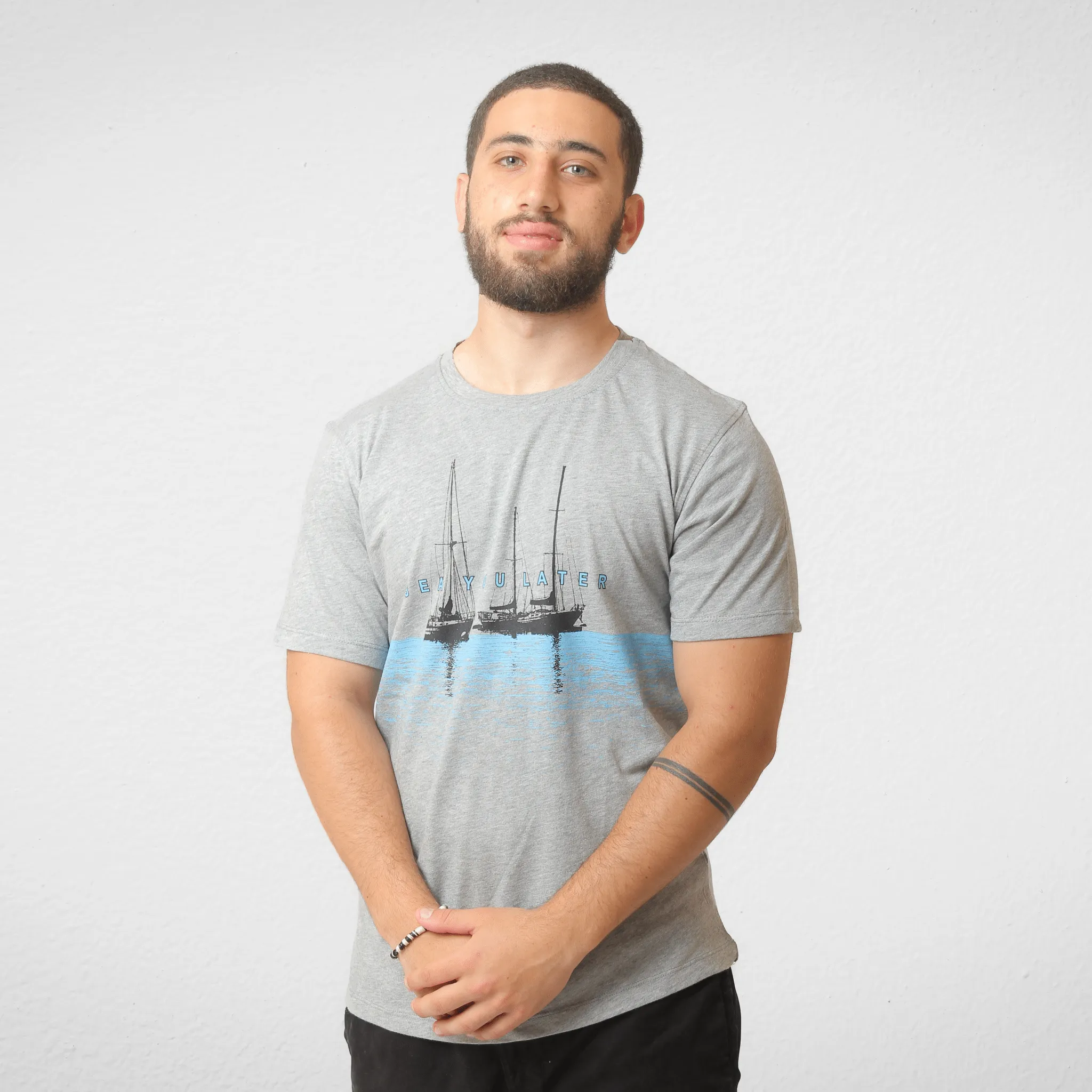 Men Tshirt - LCW- Grey (Boat See you later)