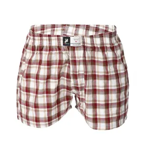 Men's Plaid Boxer, Stylish Dark Red Comfy Made Cotton