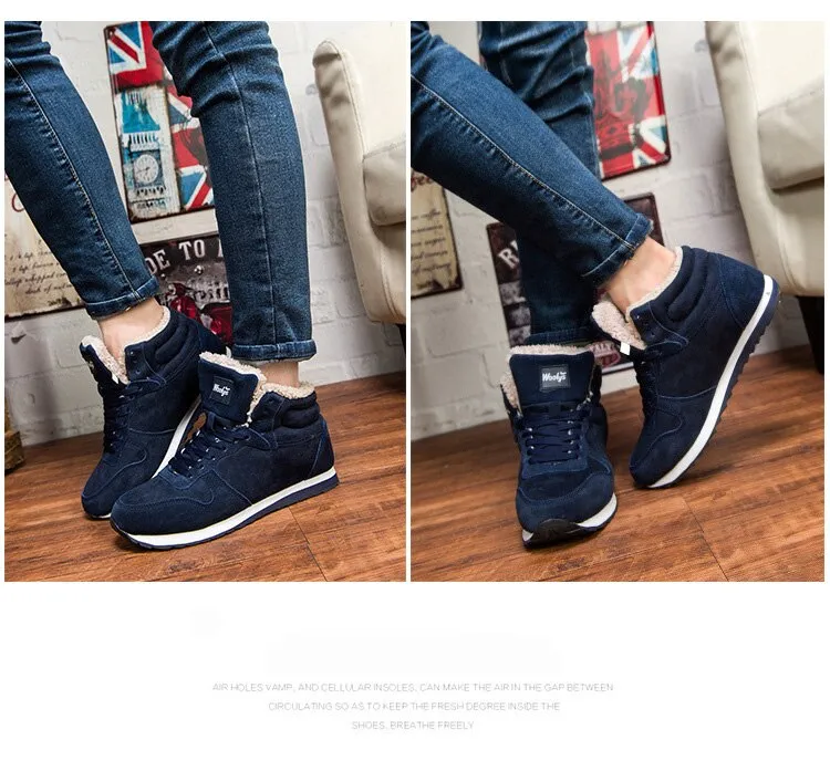 Men's Winter Shoes Fashion Snow Boots Shoes Plus Size Winter Sneakers Ankle Men Shoes - MSWRB50418