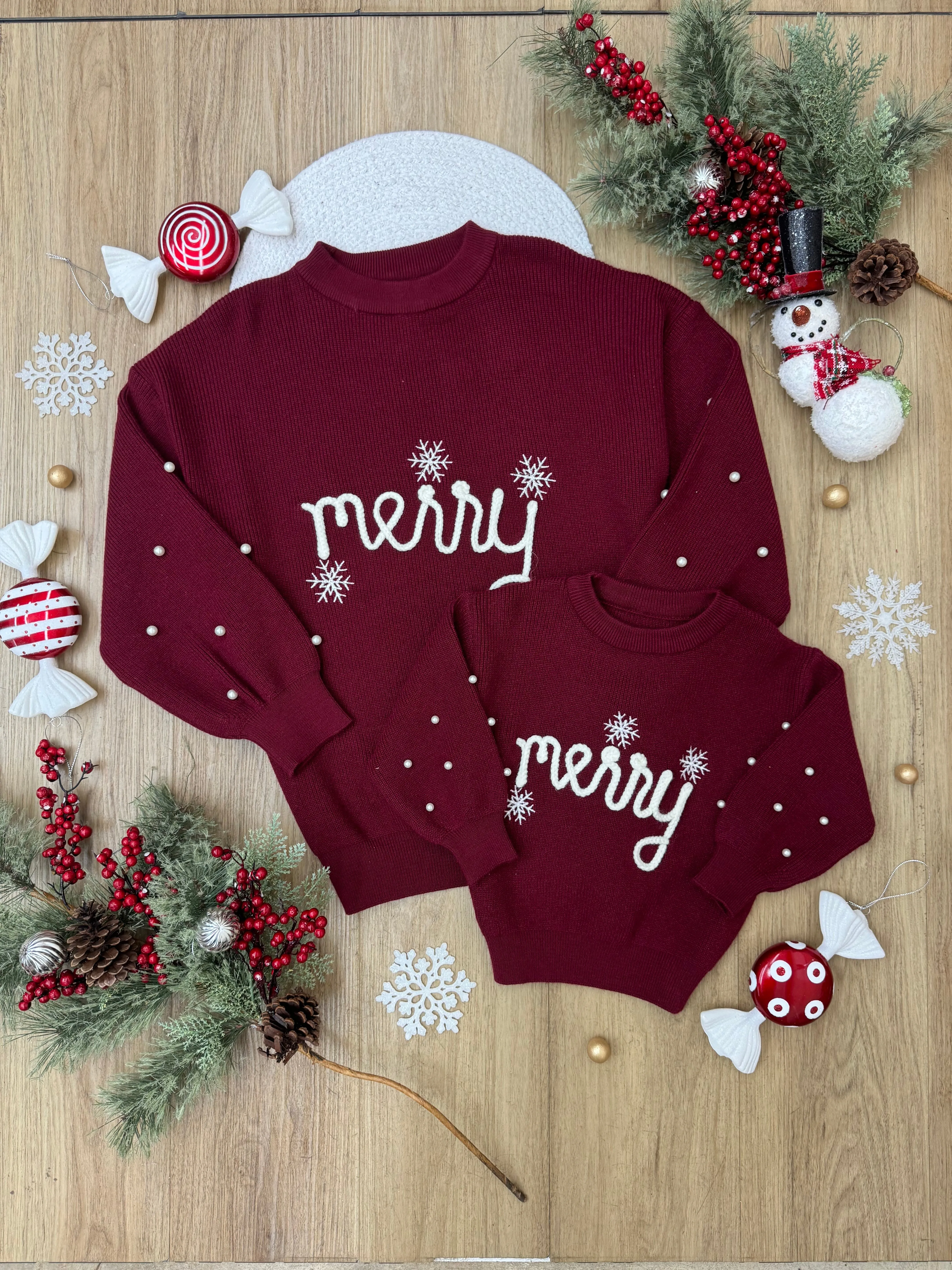 Mommy And Me Merry Snowflake Christmas Sweater