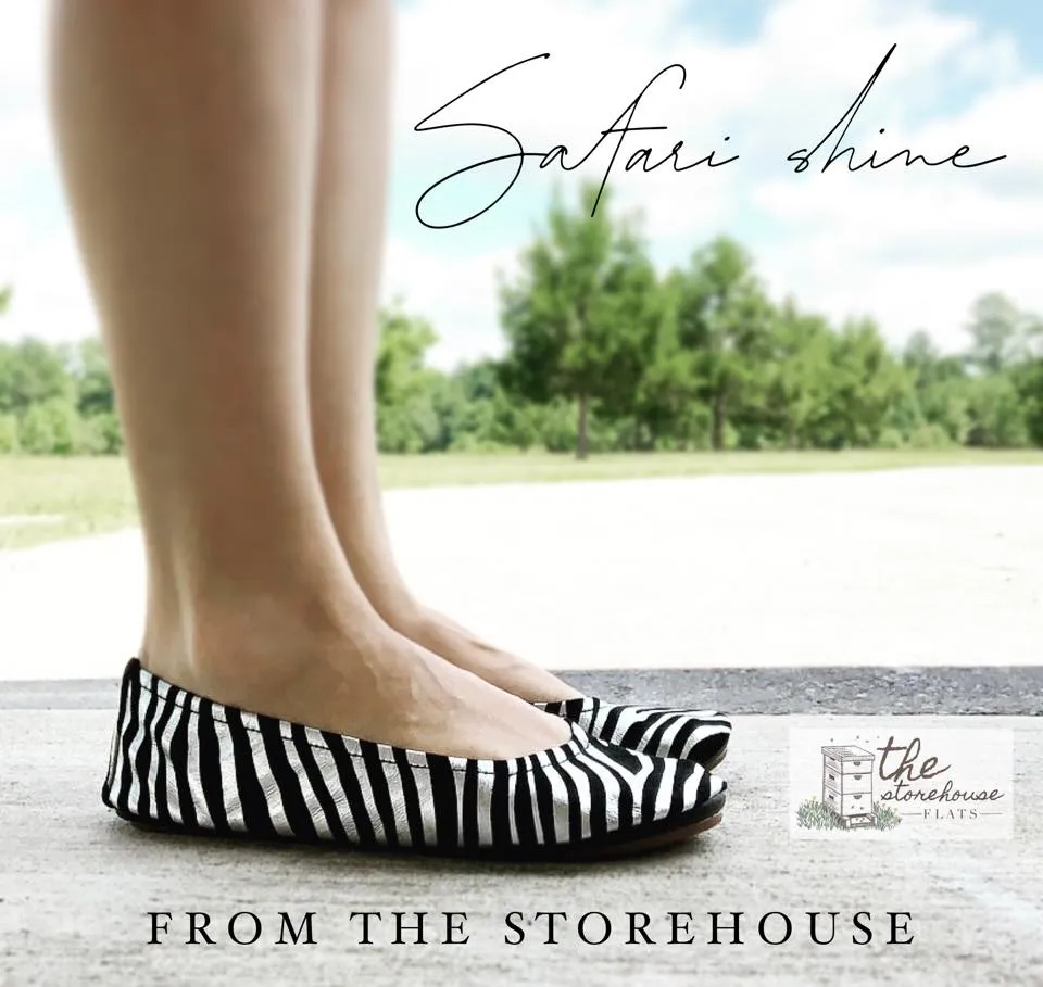 Safari Storehouse Flats {Black & Silver Zebra Stripes}