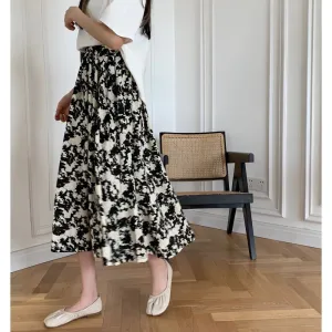 Slimming High-Waisted Floral Print Mesh Skirt