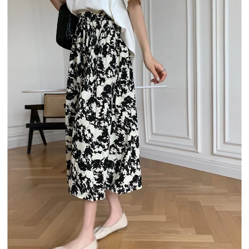 Slimming High-Waisted Floral Print Mesh Skirt