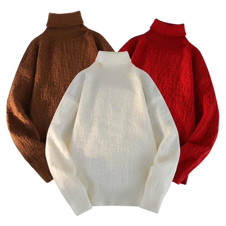 Solid Minimalist High-Neck Sweater