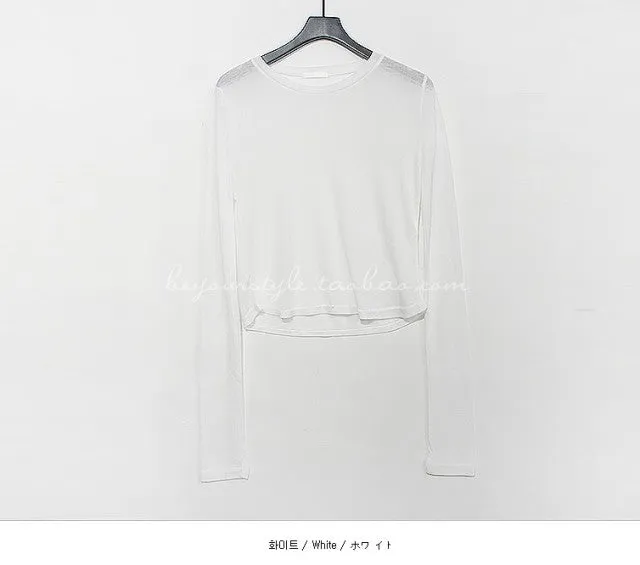 Spring Sexy Elastic Korean Style Skinny Long Sleeve Tops #2208