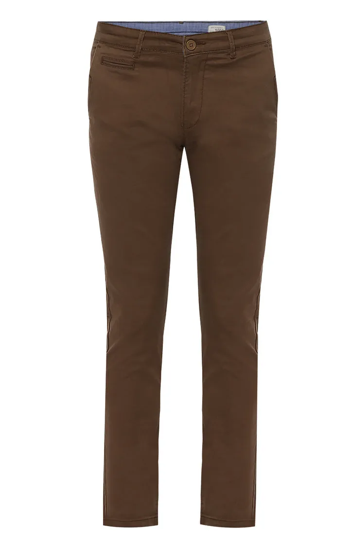 Spykar Men Green Cotton Slim Fit Casual Trousers