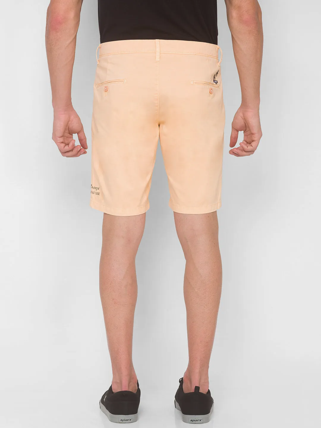 Spykar Men Light Beige Solid Relaxed Mid-Rise Shorts (Relaxed)