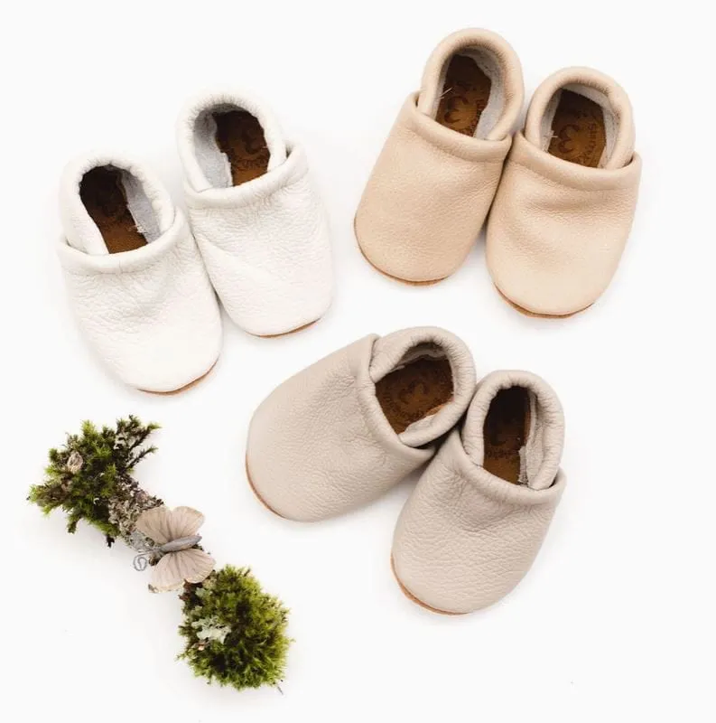 Starry Knight Neutrals Leather Loafers Infant Baby Booties - Milk