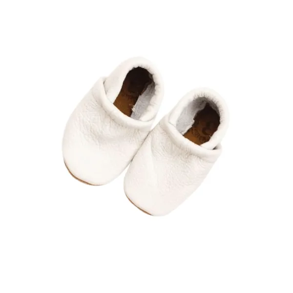 Starry Knight Neutrals Leather Loafers Infant Baby Booties - Milk