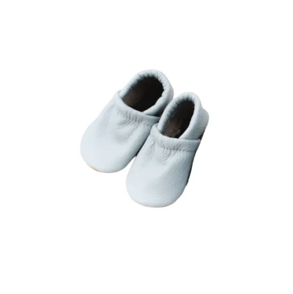 Starry Knight Spring Leather Moccasin Baby Booties- Powder Blue