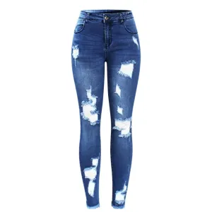 Ultra Stretchy Tassel Ripped Jeans Woman Denim Pants Trouser For Women