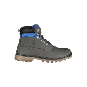 U.S. POLO ASSN. Elegant Gray High Lace-Up Boots with Logo Detail