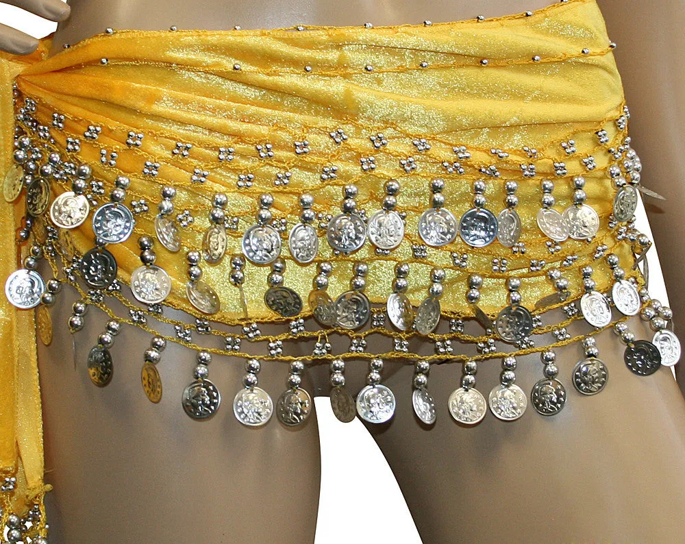 Velvet Coin Belly Dance Hip Scarves Costume Sash Skirts