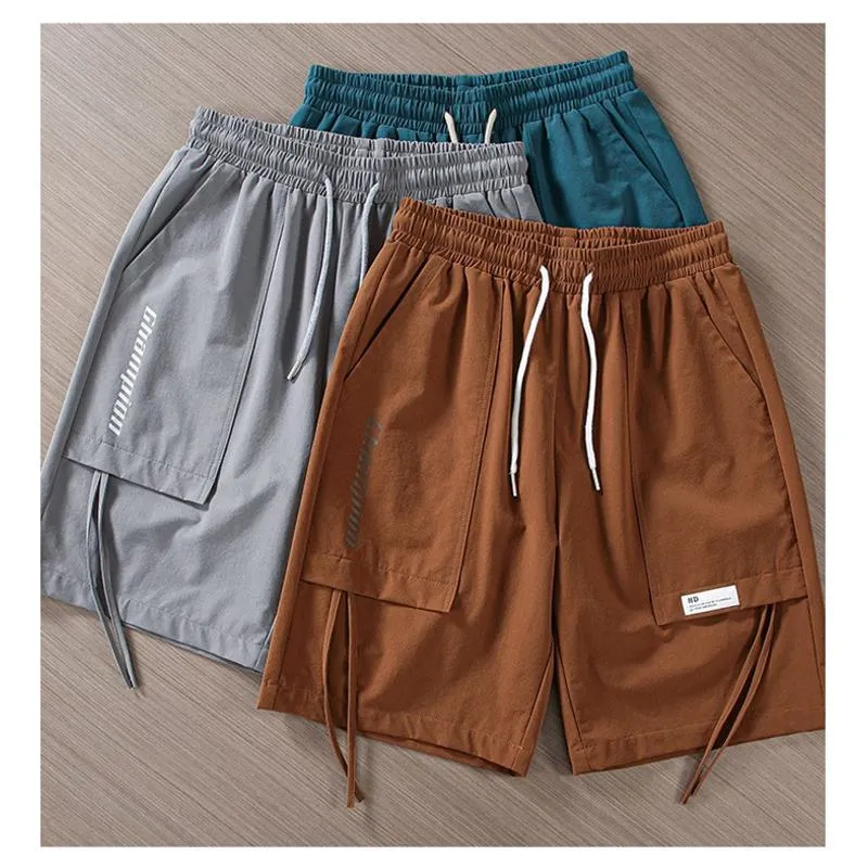 Versatile Casual Drape Feeling Drawstring Waist Cargo Shorts