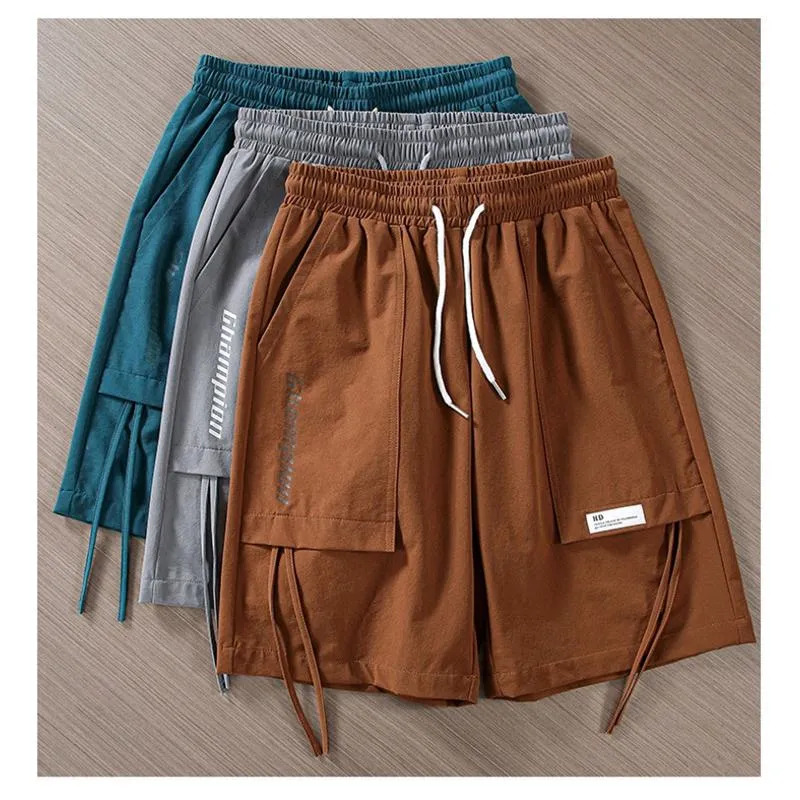 Versatile Casual Drape Feeling Drawstring Waist Cargo Shorts