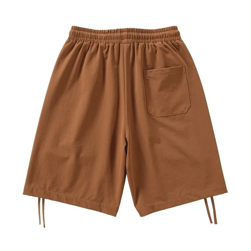 Versatile Casual Drape Feeling Drawstring Waist Cargo Shorts