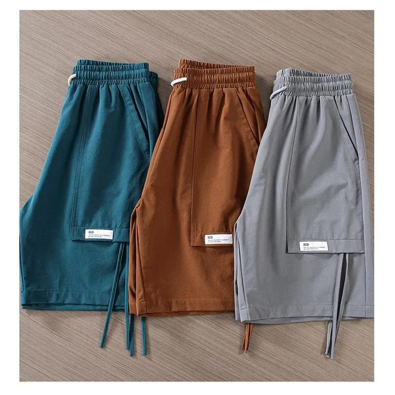 Versatile Casual Drape Feeling Drawstring Waist Cargo Shorts