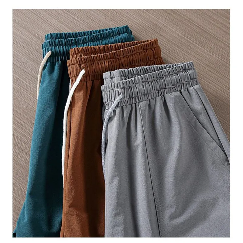 Versatile Casual Drape Feeling Drawstring Waist Cargo Shorts