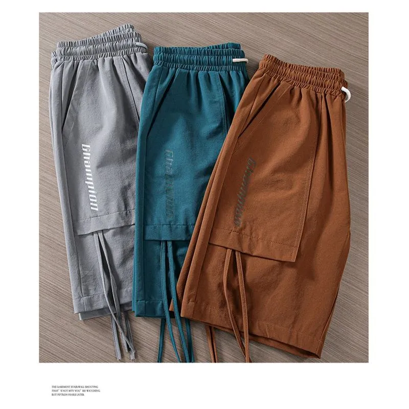 Versatile Casual Drape Feeling Drawstring Waist Cargo Shorts