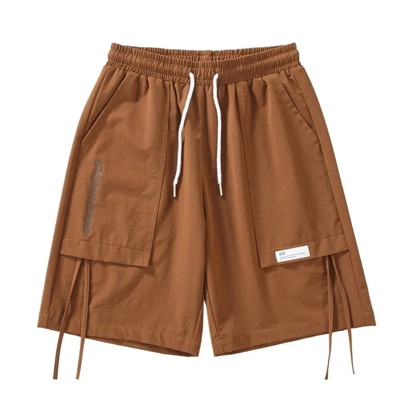 Versatile Casual Drape Feeling Drawstring Waist Cargo Shorts