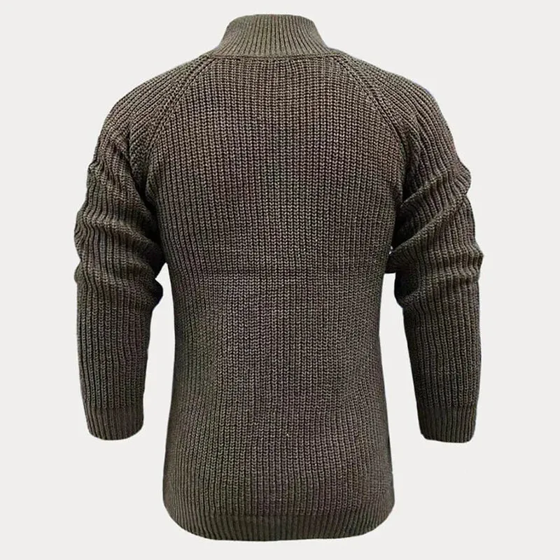 Wiaofellas  -  Fashion Long Sleeve Knit Tops Thickness Sweaters Shirt Vintage Stand Collar Men Sweater Autumn Streetwear Jumpers For Male