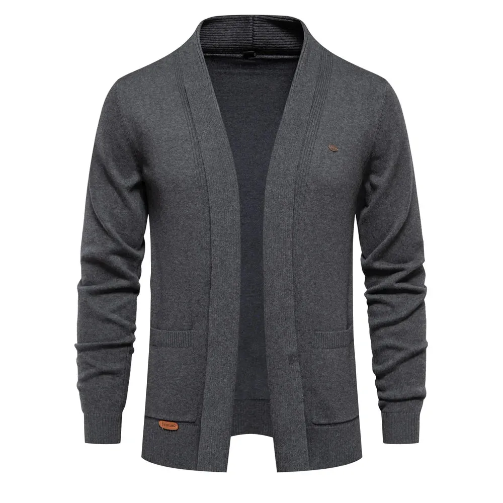 Winter Cotton Cardigan for Men Quality Mens Sweater Fashion Turn Down Collar Knitted Sweaters for Men