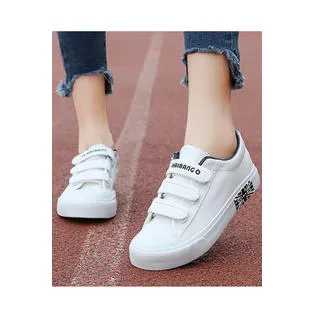 Women Velcro Closure Flat Rubber Soled Soft Collar Lightweight Elegant Canvas Shoes - C15465KMW