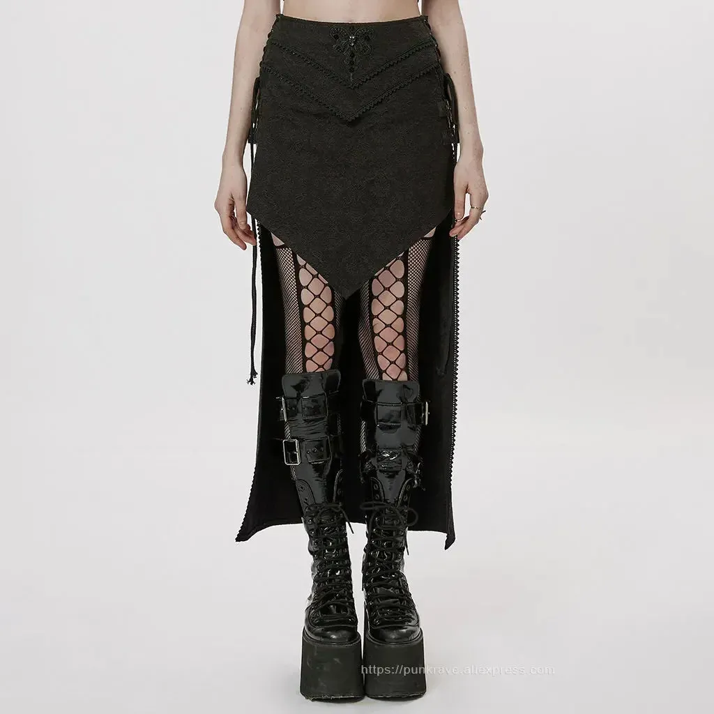 Women's Design Gothic Long A-shaped Personality Dark Style Sexy Jacquard Asymmetrical Skirt